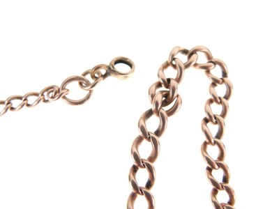 Lot 77 - 9ct gold graduated curb-link watch chain with padlock