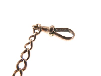 Lot 70 - Graduated curb-link watch chain with T-bar and fob