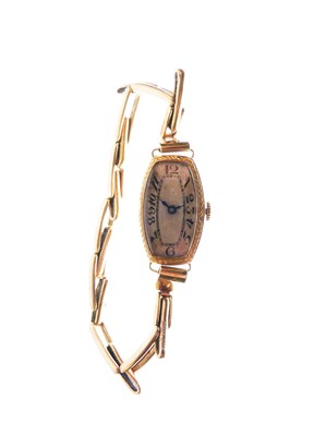 Lot 214 - Lady's wristwatch, 18ct case on 9ct flexible bracelet