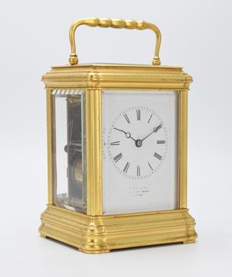 Lot 459 - Late 19th Century French brass gorge cased carriage clock