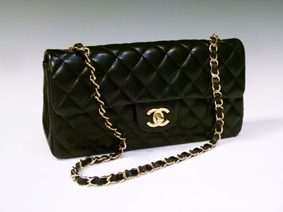 Lot 356 - Chanel - Single flap classic handbag, quilted black lambskin