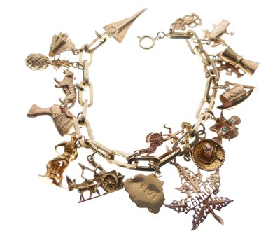 Lot 28 - Yellow metal belcher link charm bracelet