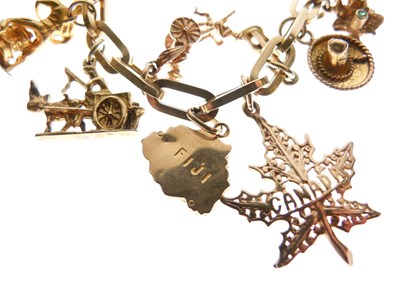 Lot 28 - Yellow metal belcher link charm bracelet
