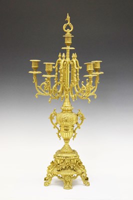 Lot 509 - Gilt metal five-branch candelabrum