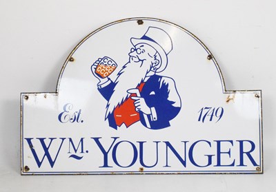 Lot 198 - Advertising - WM. Younger white enamel metal sign