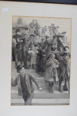 Lot 405 - Robert Barnes (1840-1895) - Watercolour - Crowd at Brighton