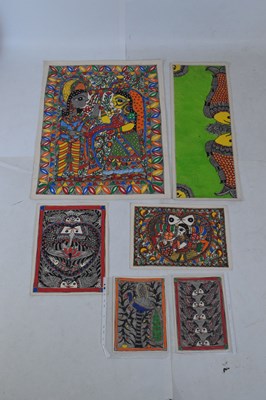 Lot 498 - Six Indian madhubani paintings