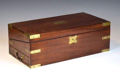 Lot 215 - 19th Century brass-bound Campaign-style writing box or lap desk