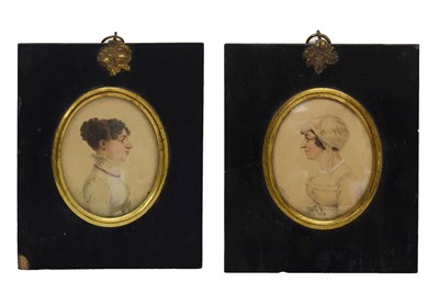 Lot 384 - Albin Roberts Burt, (1783-1842) - Two early 19th Century oval portrait miniatures on card