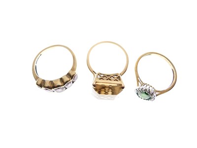 Lot 35 - Three 9ct gold dress rings, 10.4g gross approx