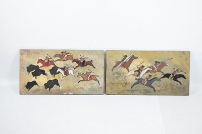 Lot 502 - Pair oils on board 