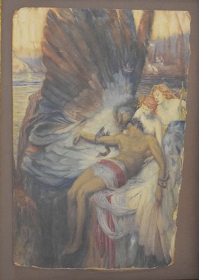 Lot 381 - Pre-Raphaelite watercolour after Herbert James Draper - The Lament for Icarus