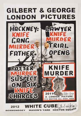 Lot 237 - Signed Gilbert & George 'Knife Murder' exhibition poster