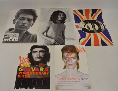 Lot 235 - Two unframed V&A exhibitions poster, and music posters