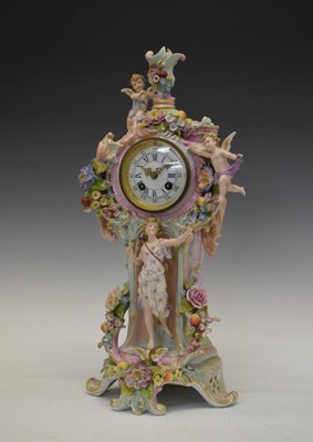 Lot 317 - Impressive German porcelain mantel clock