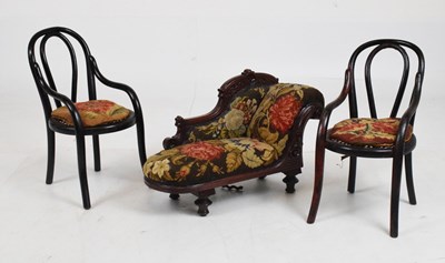 Lot 195 - Two miniature bentwood chairs and a miniature chaise longue