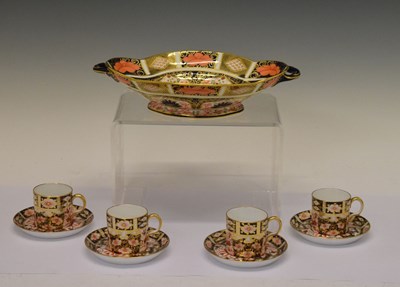 Lot 325 - Royal Crown Derby Imari pattern dish, four coffee cans and four saucers