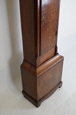 Lot 438 - Late George III oak and mahogany-cased 8-day painted dial longcase clock