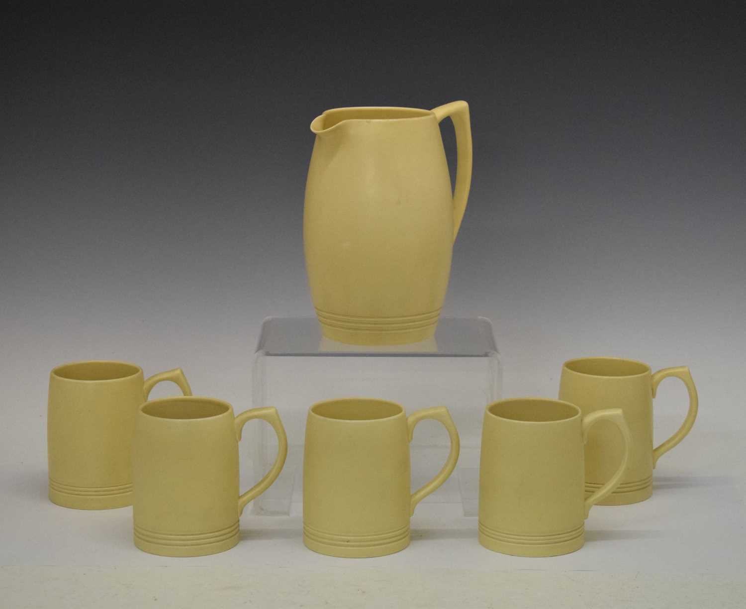 Lot 319 - Keith Murray for Wedgwood - Lemonade set of jug and five mugs