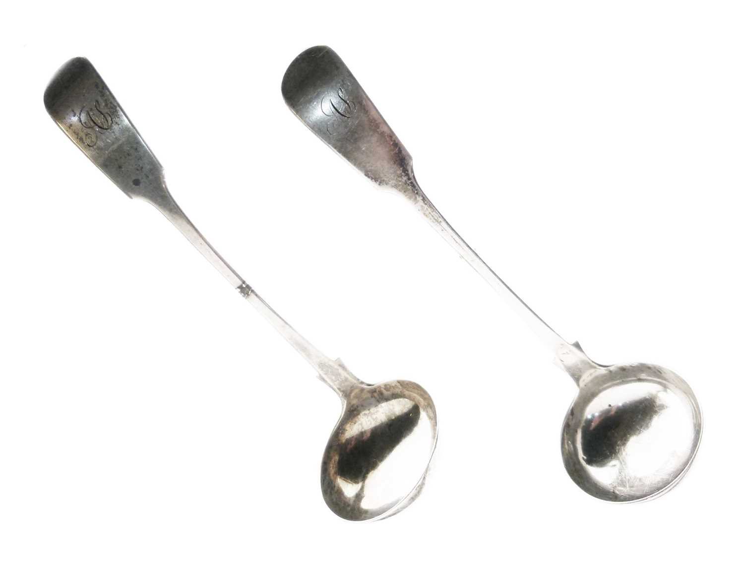 Lot 83 - Pair of Victorian Glasgow silver toddy ladles