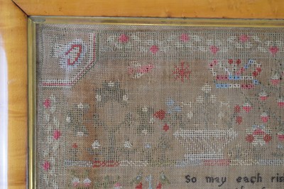 Lot 181 - Early Victorian needlework sampler, Mary Armstrong 1839