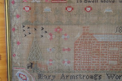 Lot 181 - Early Victorian needlework sampler, Mary Armstrong 1839