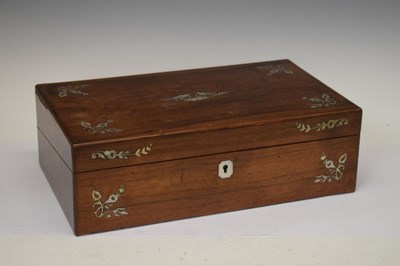 Lot 520 - Victorian mother-of-pearl inlaid rosewood writing box/lap desk