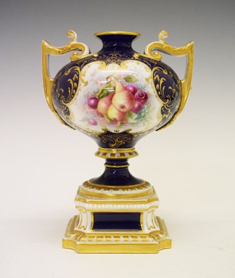 Lot 300 - Royal Worcester twin-handled pedestal vase