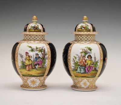 Lot 324 - Pair of Dresden vases and covers