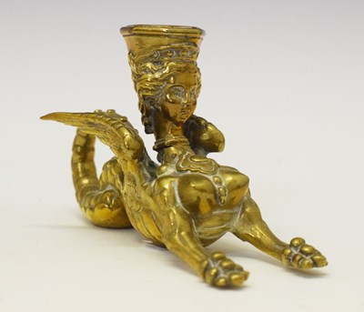 Lot 184 - 19th Century cast bronze candlestick in the form of a Harpy