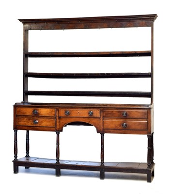 Lot 597 - Early 19th Century oak potboard dresser and rack