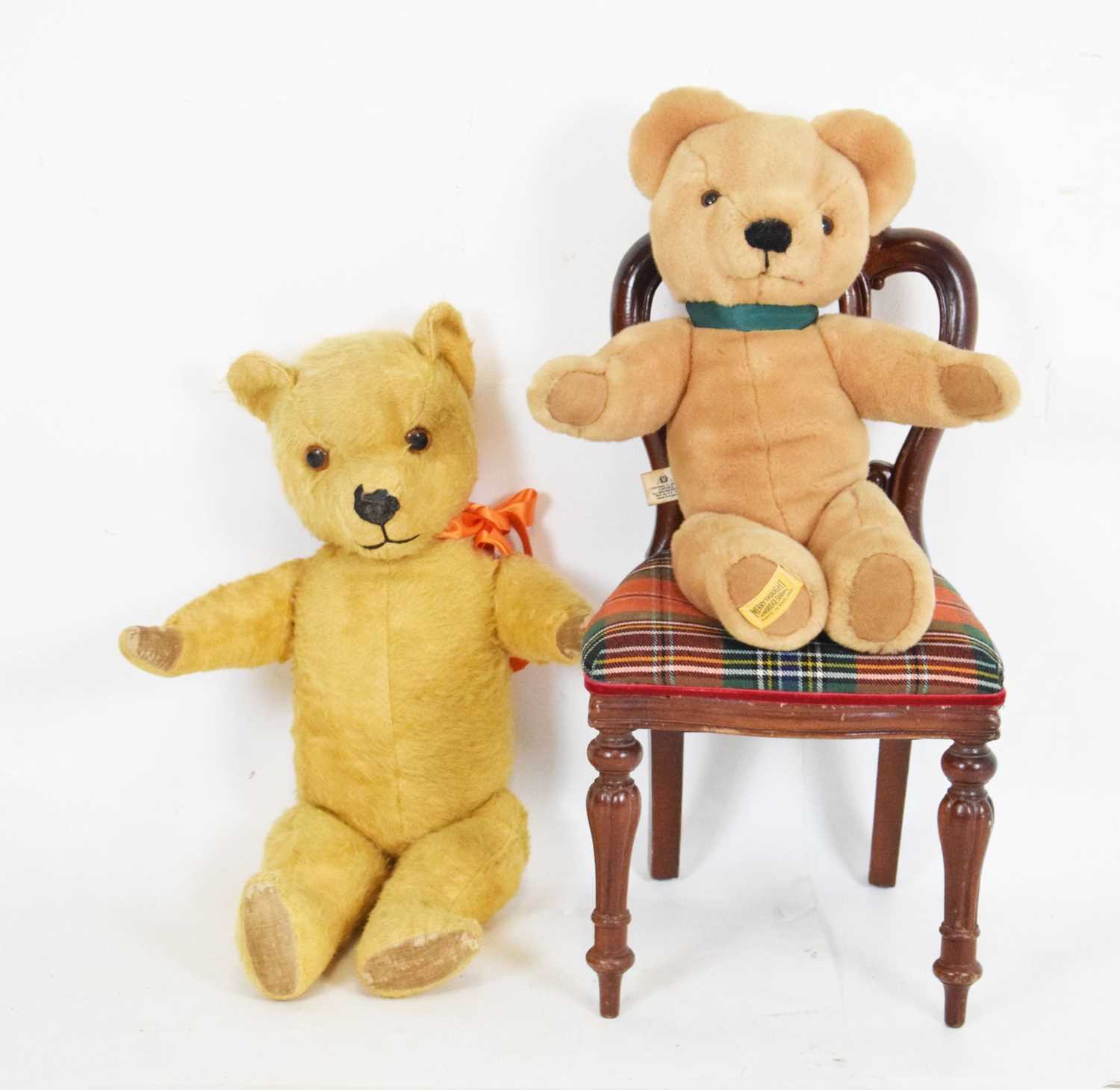 Lot 274 - Merrythought teddy bear, vintage bear and diminutive chair