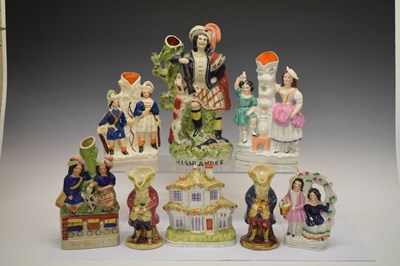 Lot 497 - Quantity of Staffordshire figures, vases