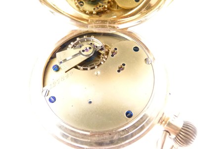 Lot 52 - Late Victorian 18ct gold half hunter-cased pocket watch with Albert