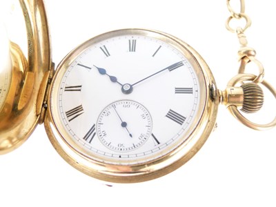 Lot 52 - Late Victorian 18ct gold half hunter-cased pocket watch with Albert