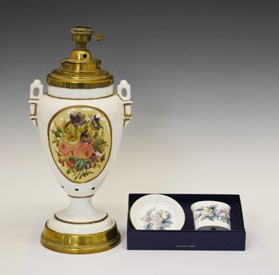 Lot 326 - Antique table lamp and Royal Worcester boxed gift set