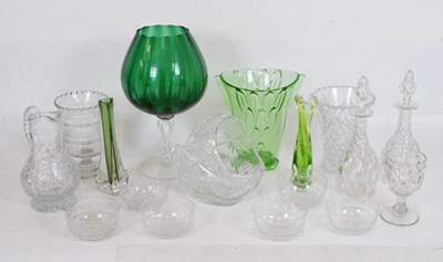 Lot 527 - Pair of cut glass decanters, together with a selection of cut glass vases