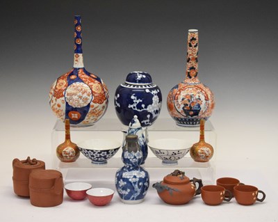 Lot 343 - Two Imari pattern vases together with a quantity of Japanese and Chinese ceramics