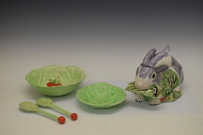 Lot 462 - Italian Chelsea style rabbit tureen and Carlton Ware bowls and servers