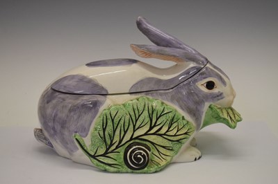 Lot 462 - Italian Chelsea style rabbit tureen and Carlton Ware bowls and servers