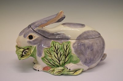 Lot 462 - Italian Chelsea style rabbit tureen and Carlton Ware bowls and servers