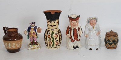 Lot 494 - Royal Doulton tobacco jar, Punch & Judy toby jugs