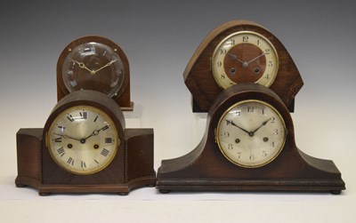 Lot 433 - Smiths electric mantel clock and three mid 20th Century mantel clocks