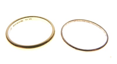 Lot 25 - 22ct wedding band, and a narrower 22ct gold wedding band