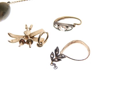 Lot 45 - 9ct gold fancy-link chain, charm, diamond set clip