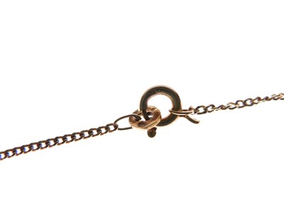 Lot 45 - 9ct gold fancy-link chain, charm, diamond set clip