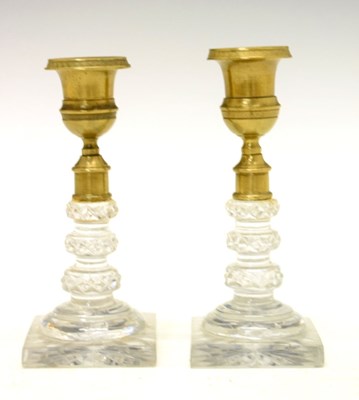 Lot 208 - Pair of crystal glass candlesticks