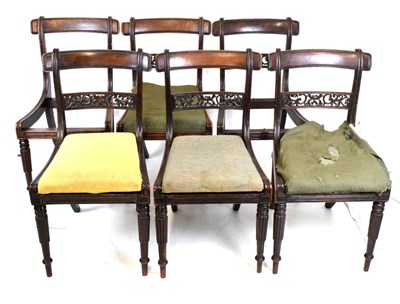 Lot 506 - Set of six Regency hardwood and beechwood dining chairs