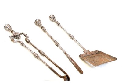 Lot 210 - Group of three 19th Century steel fire tools