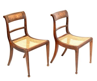 Lot 493 - Pair of Regency dining chairs with cane seats